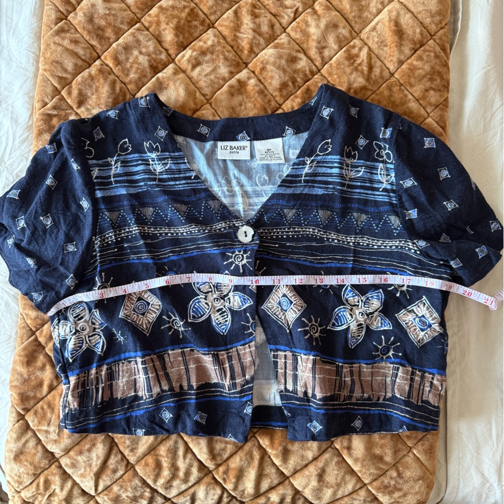 Liz Baker One Button Cropped Blouse